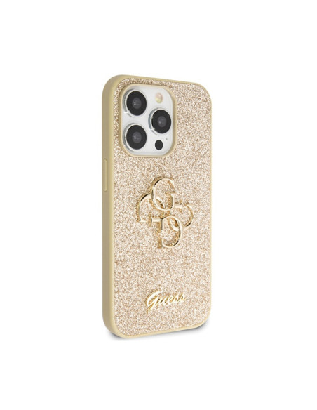 Etui Do iPhone 14 Pro Guess Glitter Script Big 4G Złoty