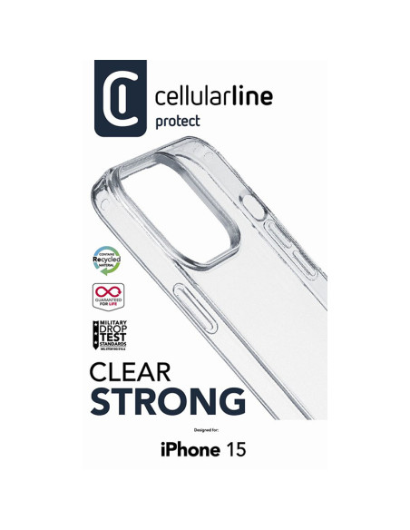 Etui Do iPhone 15 z ochroną antybakteryjną Cellularline Clear Strong Przezroczysty