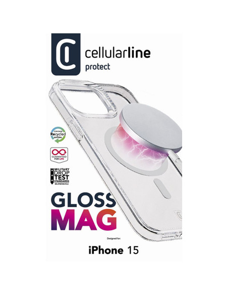 Etui Do iPhone 15 MagSafe Cellularline Gloss Mag Przezroczysty