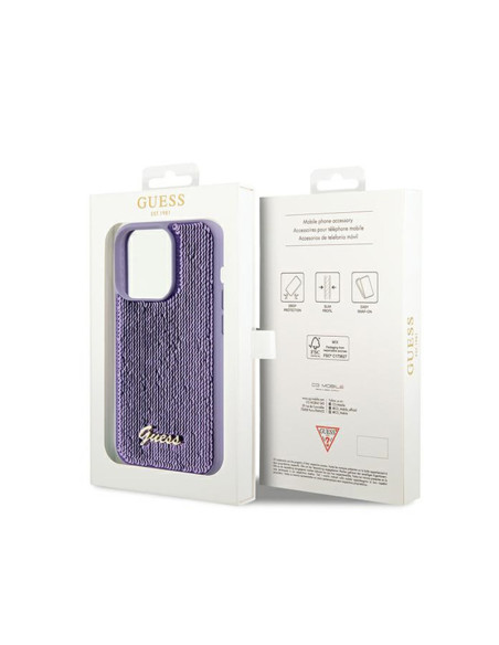Etui Do iPhone 14 Pro Max Guess Sequin Script Metal Fioletowy