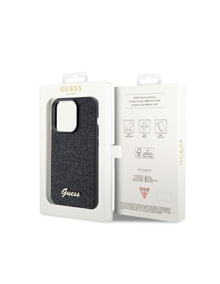 Etui Do iPhone 14 Pro Guess Disco Metal Script Czarny