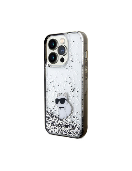 Etui Do iPhone 14 Pro Max Karl Lagerfeld Liquid Glitter Choupette Przezroczysty