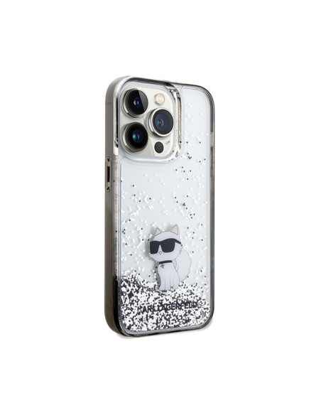 Etui Do iPhone 14 Pro Max Karl Lagerfeld Liquid Glitter Choupette Przezroczysty