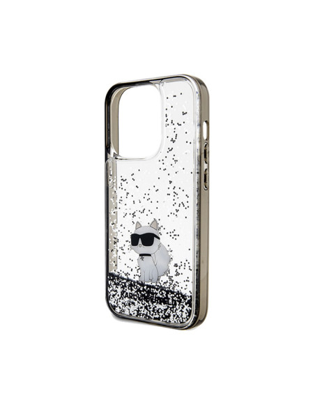Etui Do iPhone 14 Pro Max Karl Lagerfeld Liquid Glitter Choupette Przezroczysty