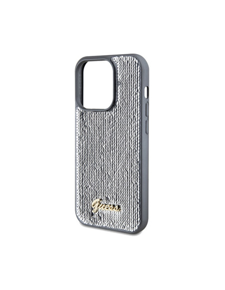 Etui Do iPhone 14 Pro Guess Sequin Script Metal Srebrny