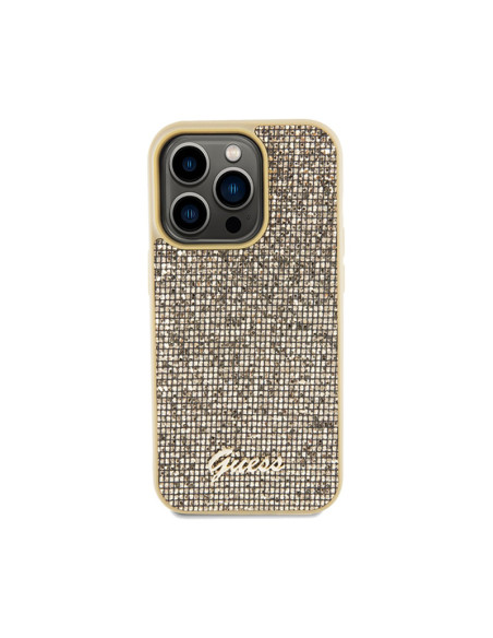 Etui Do iPhone 14 Pro Guess Disco Metal Script Złoty