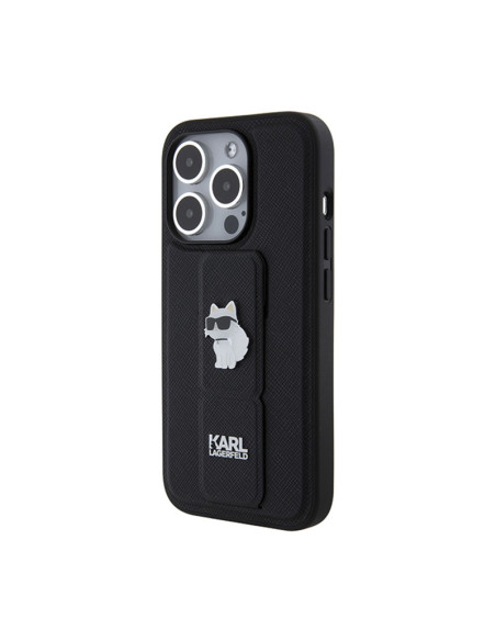 Etui Do iPhone 14 Pro Max Karl Lagerfeld Gripstand Saffiano Choupette Pins Czarny