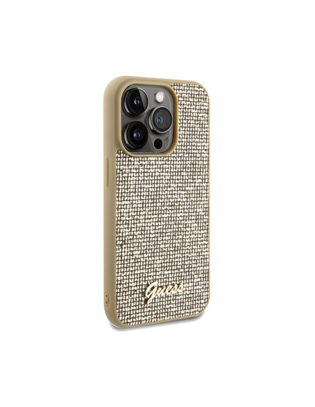 Etui Do iPhone 14 Pro Guess Disco Metal Script Złoty