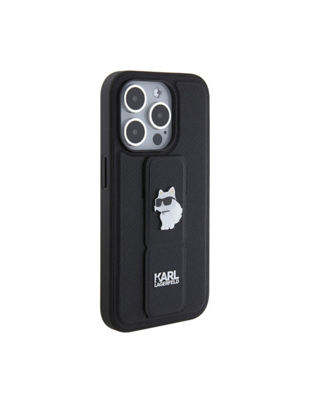 Etui Do iPhone 14 Pro Max Karl Lagerfeld Gripstand Saffiano Choupette Pins Czarny