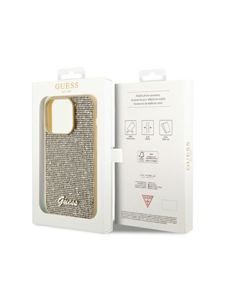 Etui Do iPhone 14 Pro Guess Disco Metal Script Złoty