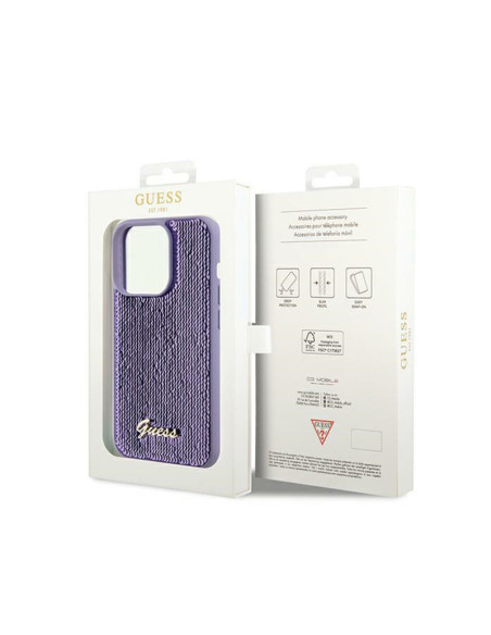 Etui Do iPhone 14 Pro Guess Sequin Script Metal Fioletowy