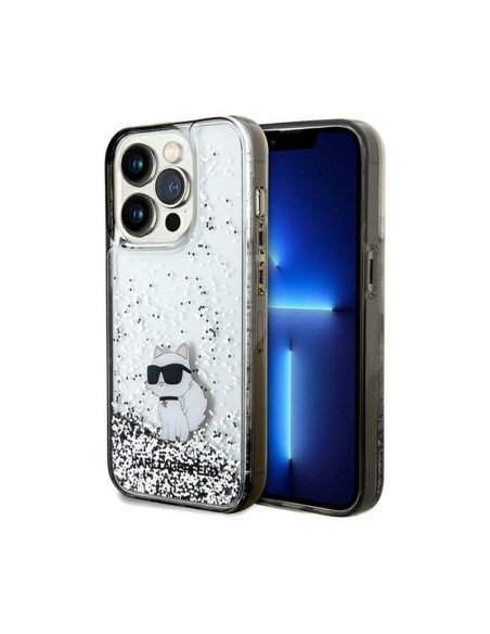 Etui Do iPhone 14 Pro Karl Lagerfeld Liquid Glitter Choupette Przezroczysty