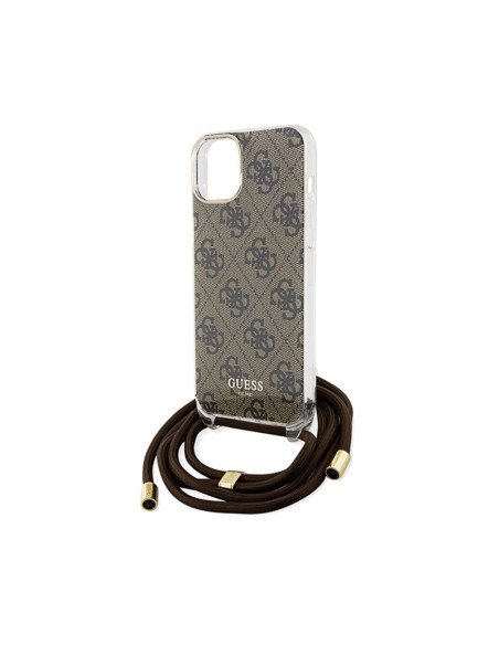 Etui Do iPhone 15 Guess Crossbody Cord 4G Print Brązowy