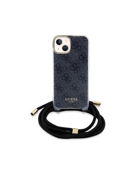 Etui Do iPhone 15 Guess Crossbody Cord 4G Print Czarny