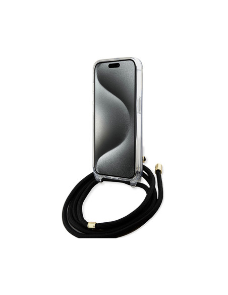 Etui Do iPhone 15 Guess Crossbody Cord 4G Print Czarny