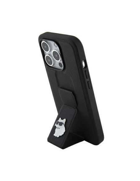 Etui Do iPhone 14 Pro Karl Lagerfeld Gripstand Saffiano Choupette Pins Czarny