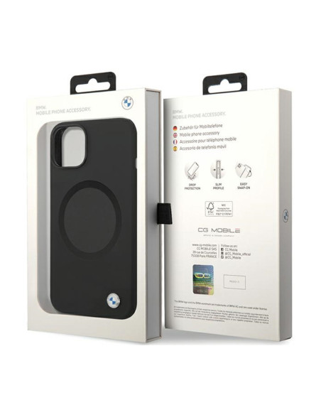 Etui Do iPhone 14 BMW Signature Liquid Silicone MagSafe Czarny