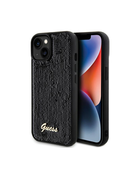 Etui Do iPhone 14 Guess Sequin Script Metal Czarny