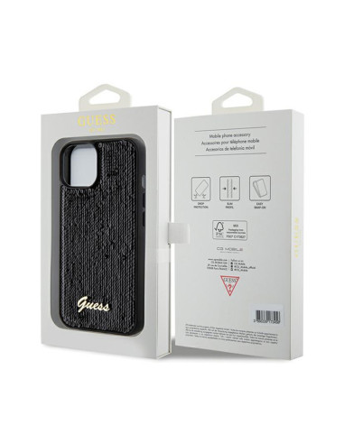 Etui Do iPhone 14 Guess Sequin Script Metal Czarny