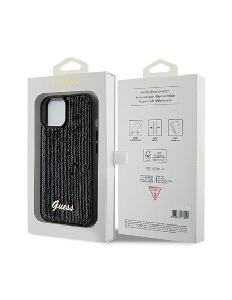 Etui Do iPhone 14 Guess Sequin Script Metal Czarny
