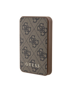 Powerbank 5000 mAh 15W Guess 4G Leather Metal Logo Brązowy