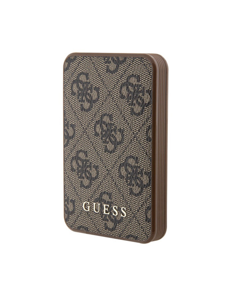 Powerbank 5000 mAh 15W Guess 4G Leather Metal Logo Brązowy