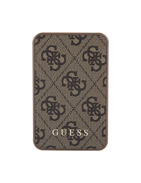 Powerbank 5000 mAh 15W Guess 4G Leather Metal Logo Brązowy
