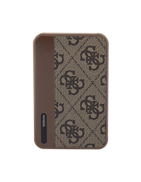 Powerbank 5000 mAh 15W Guess 4G Leather Metal Logo Brązowy