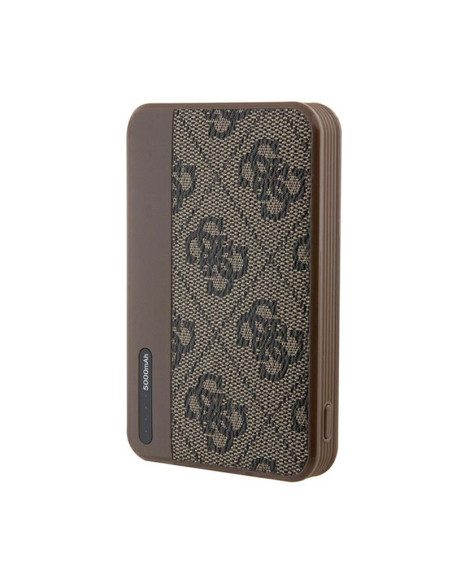 Powerbank 5000 mAh 15W Guess 4G Leather Metal Logo Brązowy