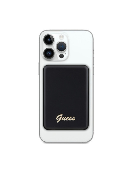 Powerbank indukcyjny 5000 mAh 15W MagSafe Guess Metal Script Logo MagSafe Czarny