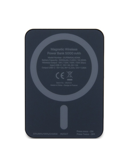 Powerbank indukcyjny 5000 mAh 15W MagSafe Guess Metal Script Logo MagSafe Czarny