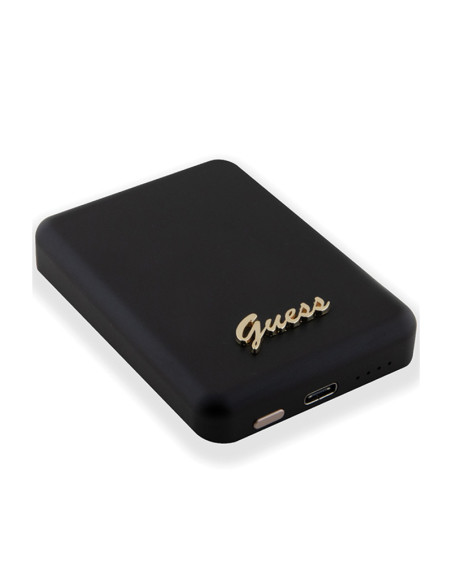 Powerbank indukcyjny 5000 mAh 15W MagSafe Guess Metal Script Logo MagSafe Czarny
