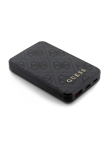 Powerbank 5000 mAh 15W Guess 4G Leather Metal Logo Czarny