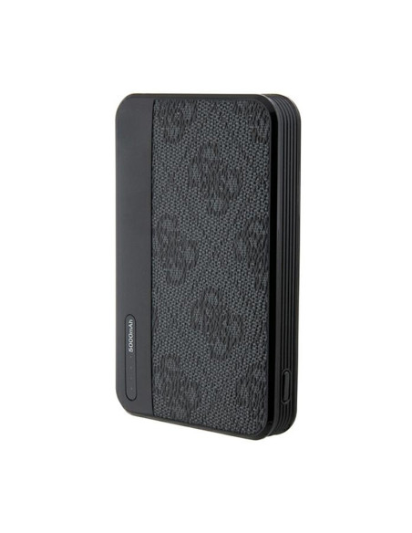 Powerbank 5000 mAh 15W Guess 4G Leather Metal Logo Czarny