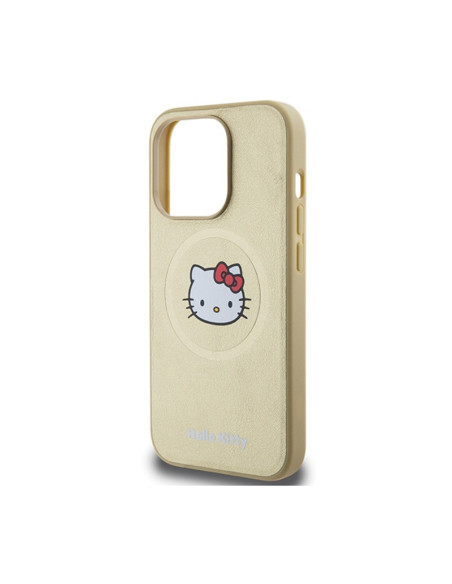 Etui Do iPhone 13 Pro Max Hello Kitty Leather Kitty Head MagSafe Złoty