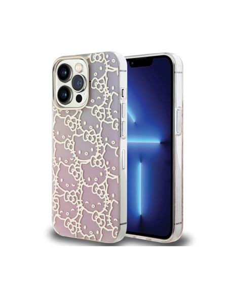 Etui Do iPhone 13 Pro Max Hello Kitty IML Gradient Electrop Crowded Kitty Head Różowy