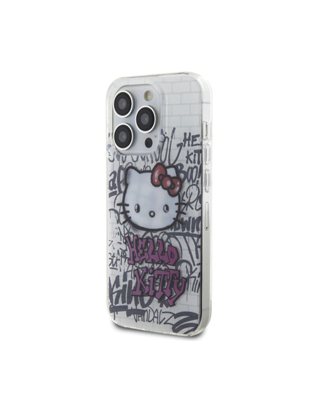 Etui Do iPhone 13 Pro Hello Kitty IML Kitty On Bricks Graffiti Biały