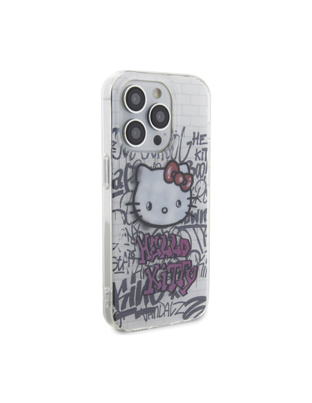 Etui Do iPhone 13 Pro Hello Kitty IML Kitty On Bricks Graffiti Biały