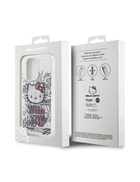 Etui Do iPhone 13 Pro Hello Kitty IML Kitty On Bricks Graffiti Biały
