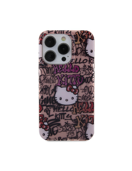 Etui Do iPhone 13 Pro Hello Kitty IML Tags Graffiti Różowy