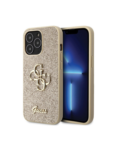 Etui Do iPhone 13 Pro Max Guess Glitter Script Big 4G Złoty