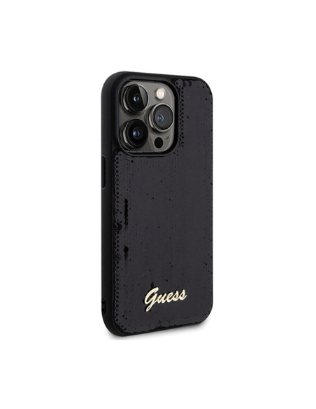 Etui Do iPhone 13 Pro Max Guess Sequin Script Metal Czarny