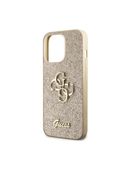 Etui Do iPhone 13 Pro Guess Glitter Script Big 4G Złoty