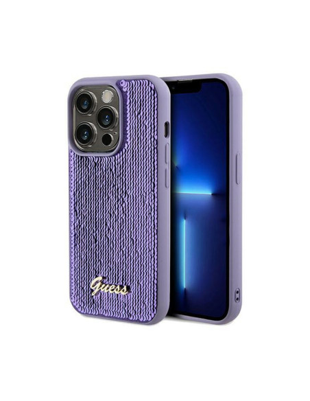Etui Do iPhone 13 Pro Max Guess Sequin Script Metal Fioletowy