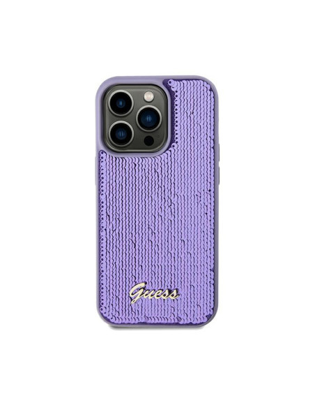 Etui Do iPhone 13 Pro Max Guess Sequin Script Metal Fioletowy