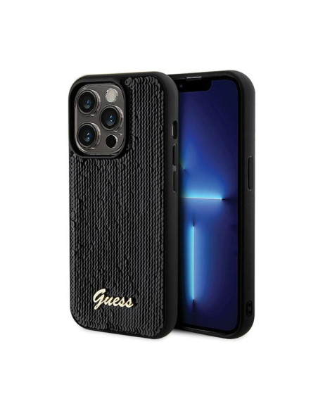 Etui Do iPhone 13 Pro Guess Sequin Script Metal Czarny