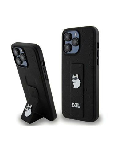 Etui Do iPhone 13 Pro Max Karl Lagerfeld Gripstand Saffiano Choupette Pins Czarny