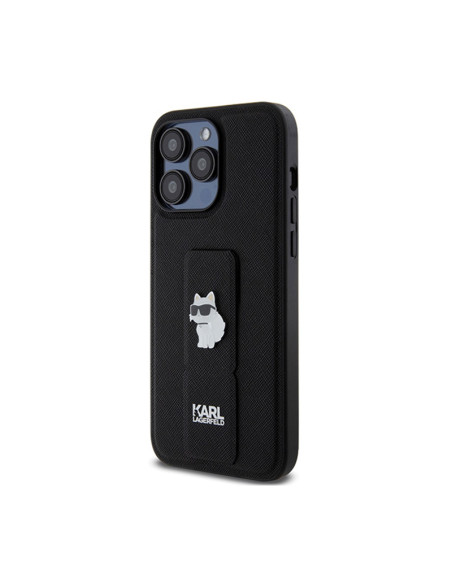 Etui Do iPhone 13 Pro Karl Lagerfeld Gripstand Saffiano Choupette Pins Czarny