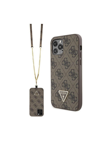 Etui Do iPhone 12 / 12 Pro Guess Crossbody 4G Metal Logo Brązowy