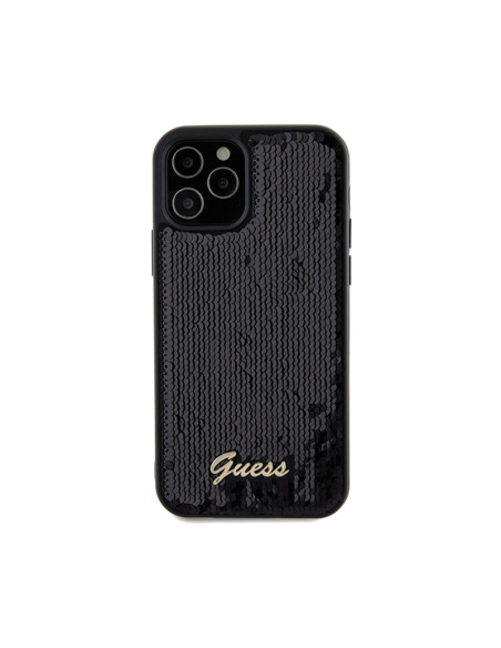Etui Do iPhone 12 / 12 Pro Guess Sequin Script Metal Czarny